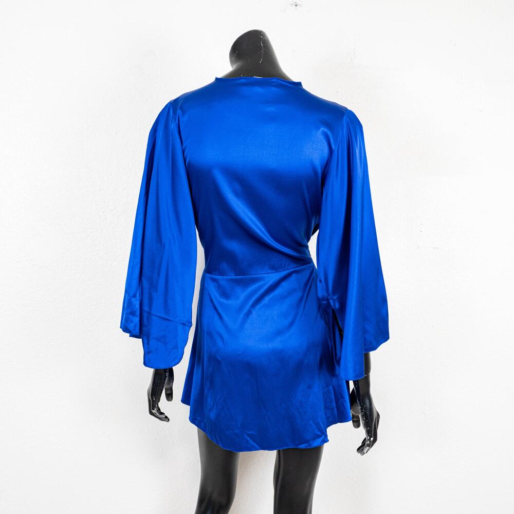 Fleur Du Mal Angel Sleeve Robe Denim blue Silk Charmeuse sz M/L - Picture 9 of 10